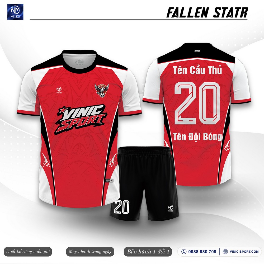 mẫu áo đá bóng Fallen Star in tên số theo yêu cầu