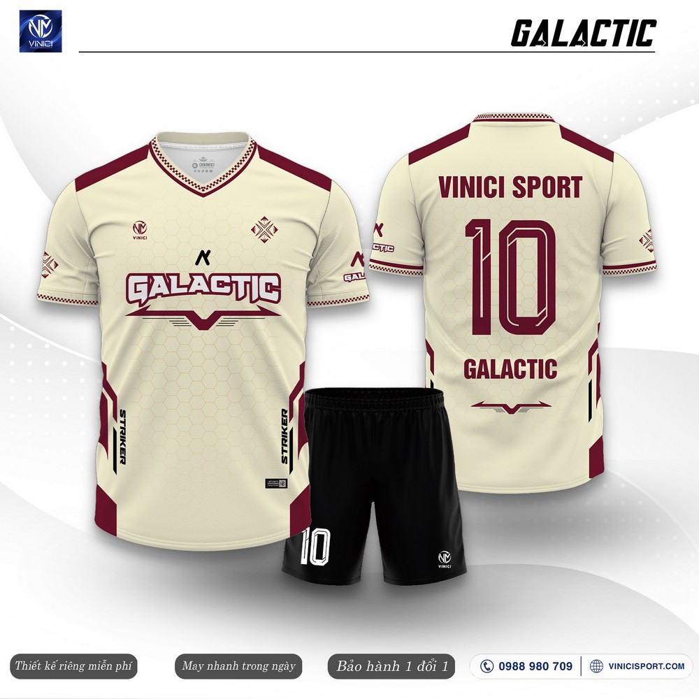 Áo bóng đá Galactic màu kem phối đỏ đô