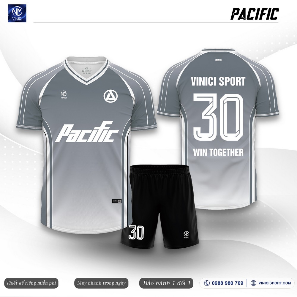 áo bóng đá thiết kế Pacific màu xám ghi
