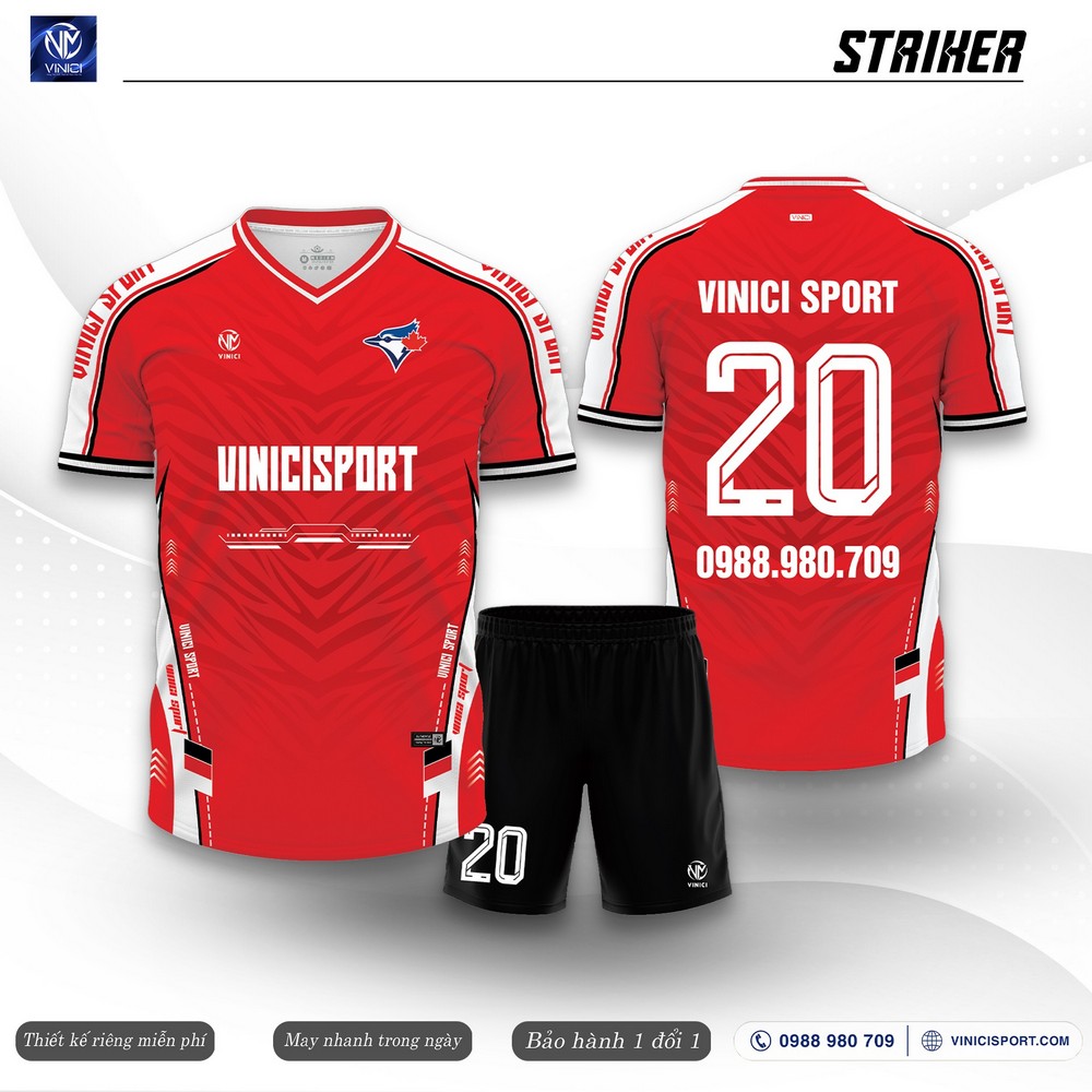 Áo đá banh thiết kế Striker màu đỏ