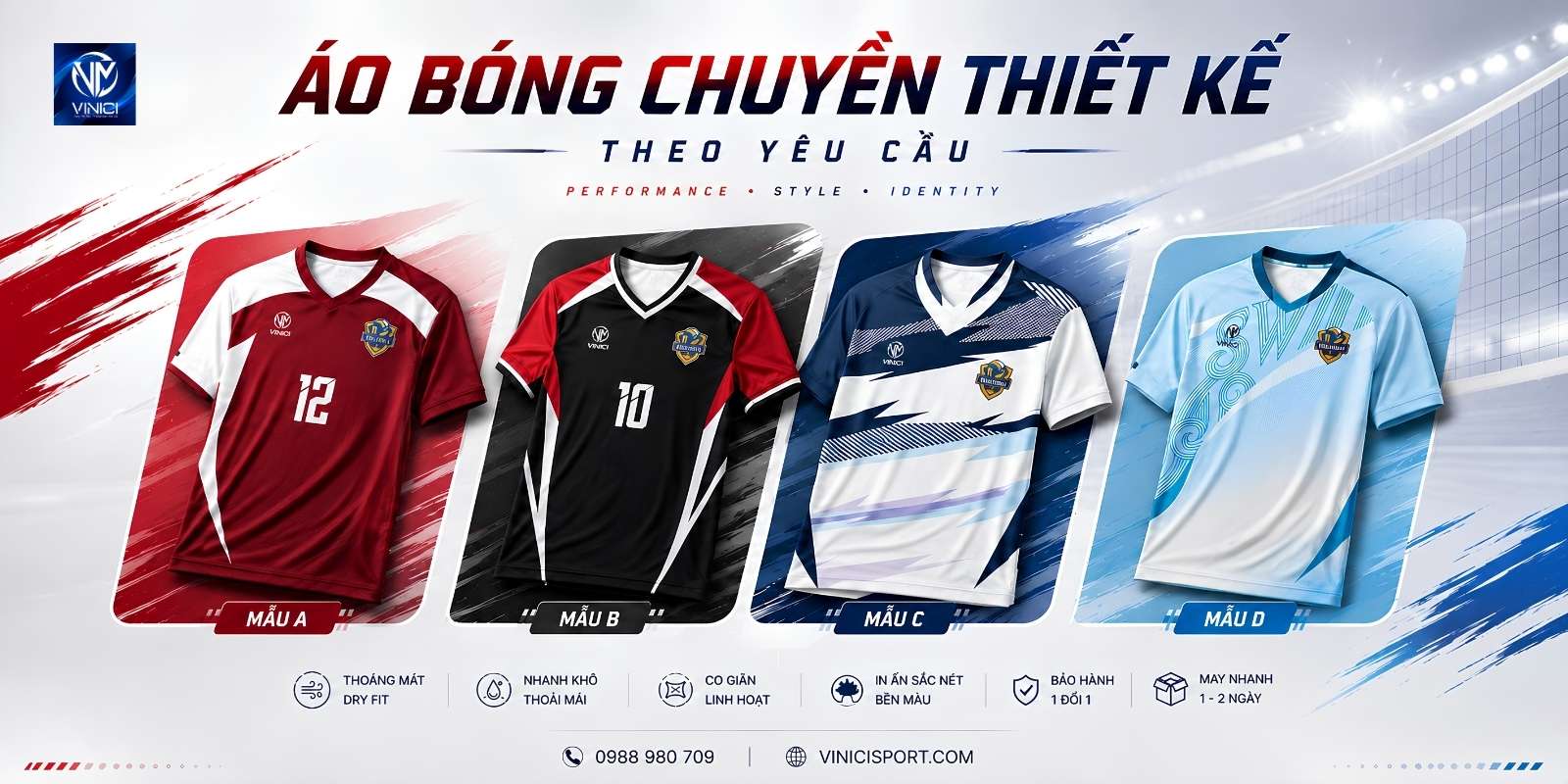 banner vinici áo bóng chuyền thiết kế theo yêu cầu