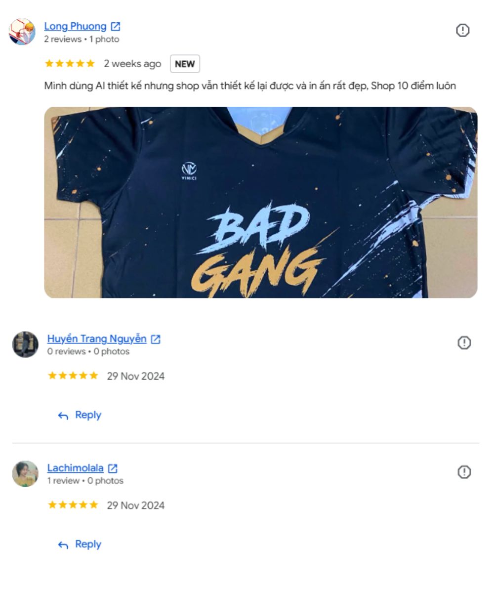 Feedback 5 sao của khách hàng dành cho Vinici