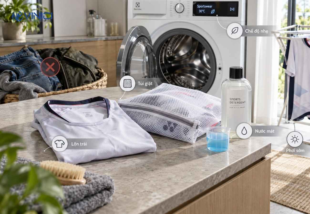 Giặt áo cầu lông bằng máy giặt