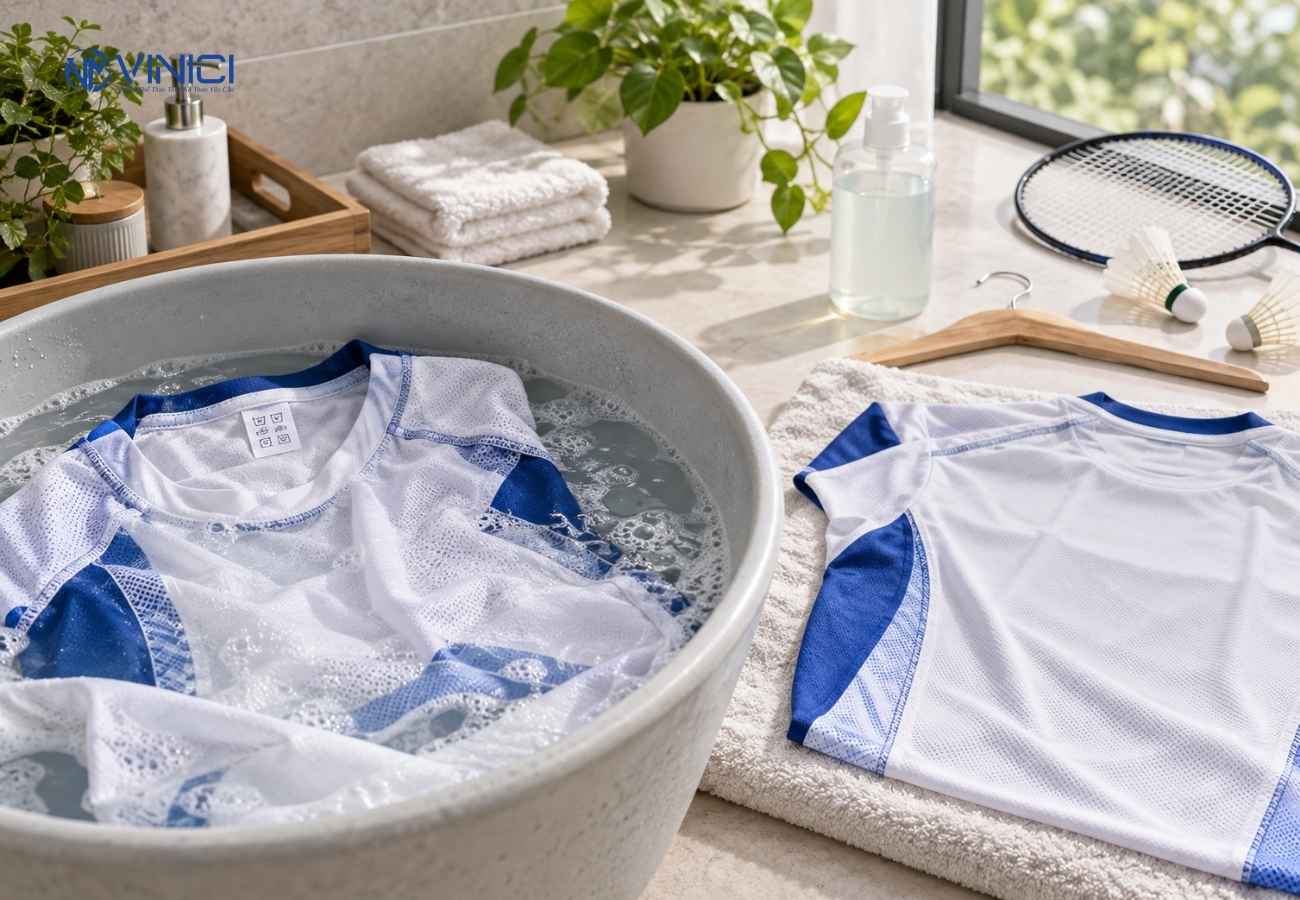 Giặt áo cầu lông bằng tay