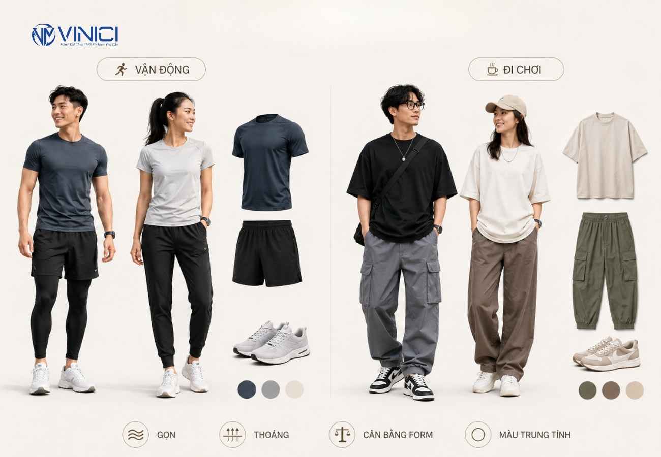 Nguyên tắc phối đồ thể thao để tổng thể gọn và cân đối