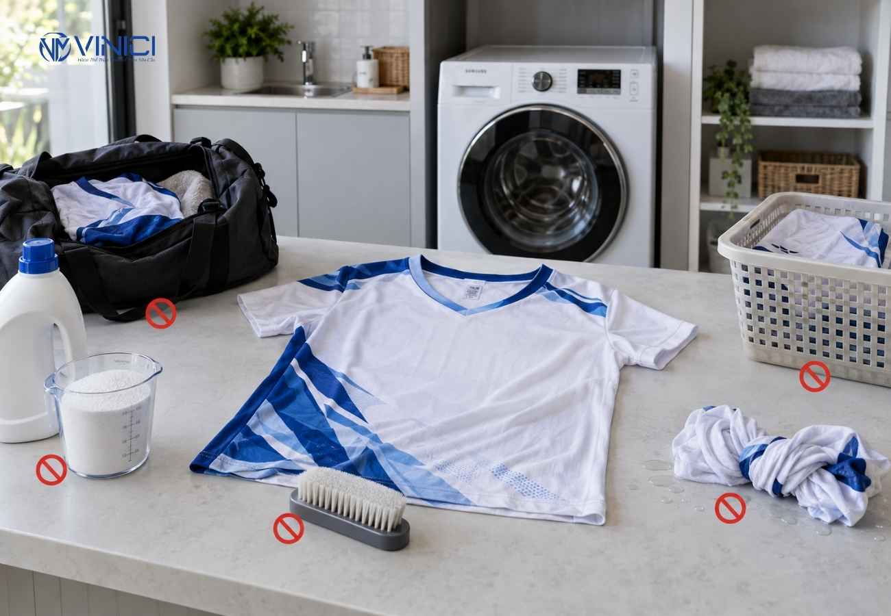 Những điều cần tránh khi giặt áo cầu lông