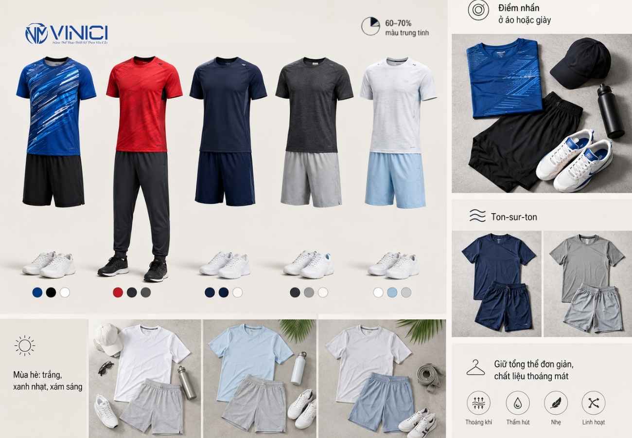 Phối màu quần áo thể thao thế nào để dễ mặc