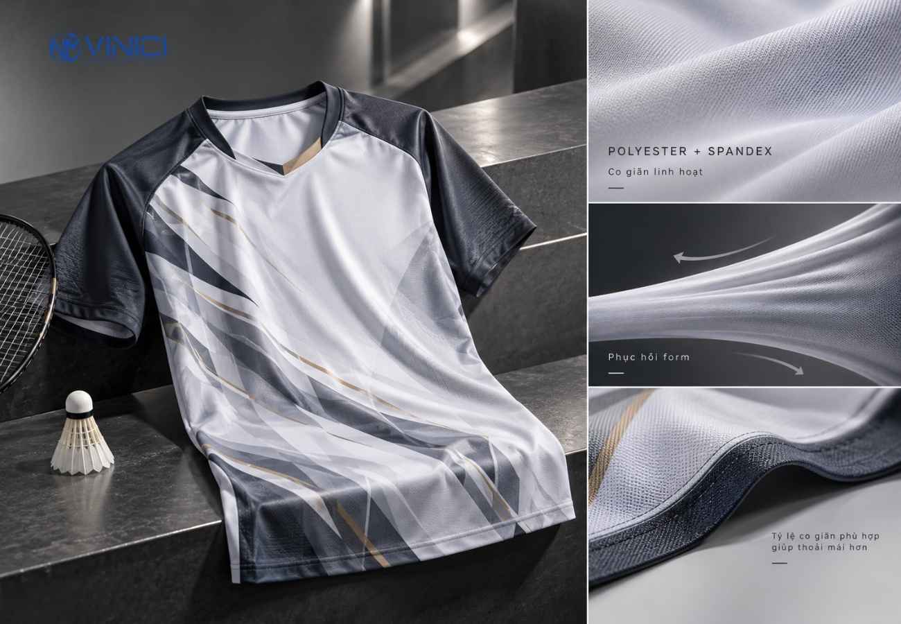Spandex thường được pha cùng Polyester để tăng khả năng co giãn và phục hồi form