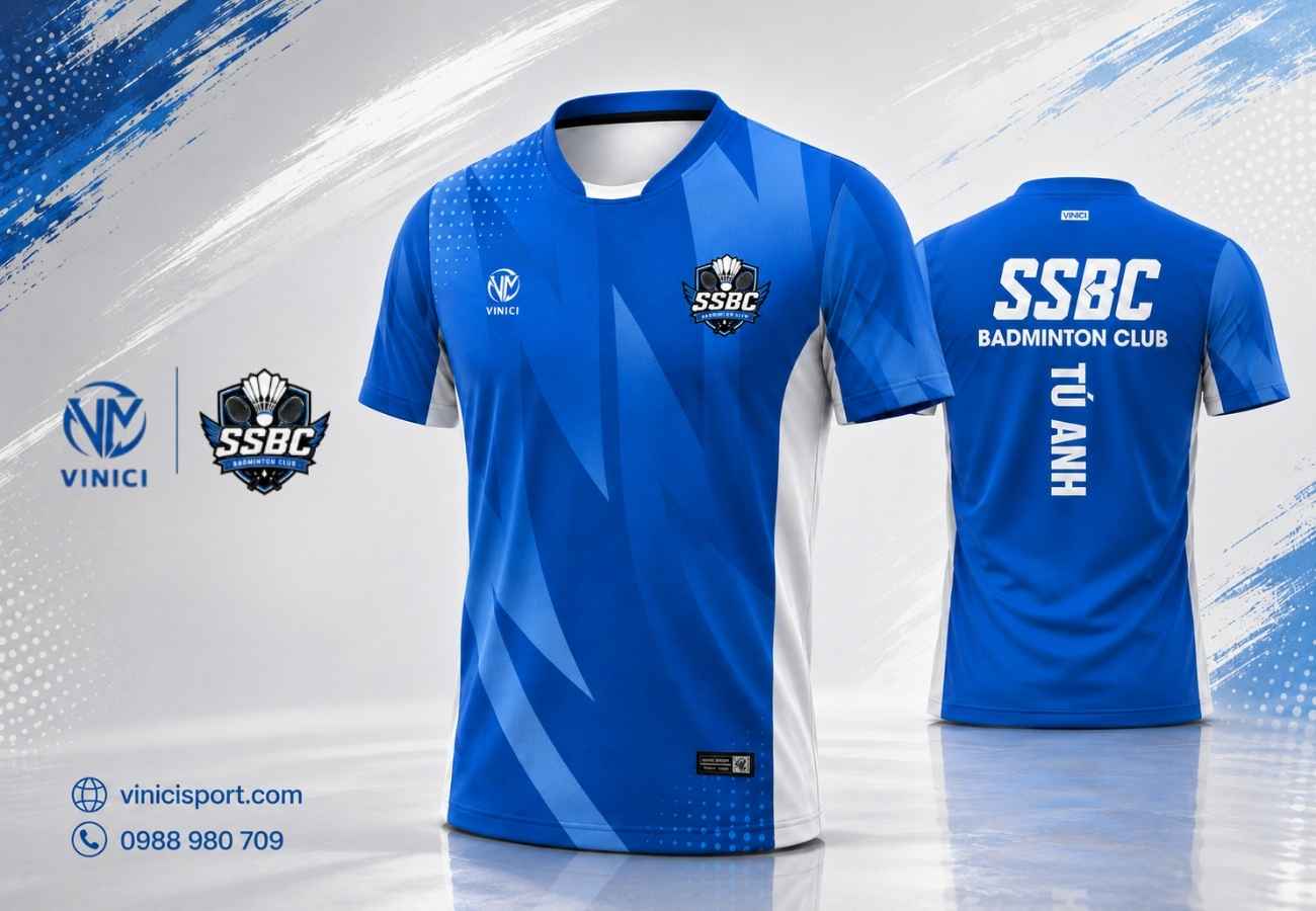 Dự án áo cầu lông SSBC – Mẫu UNITE xanh cho nhóm Tú Anh tại Huế