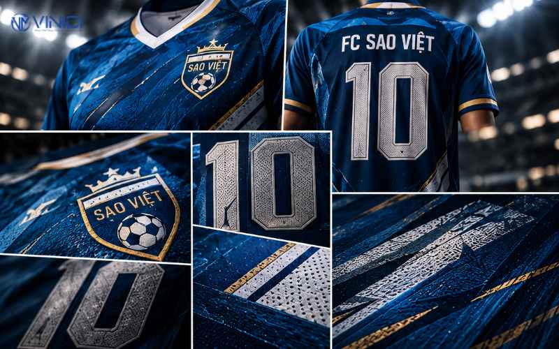 Sắp xếp logo, tên và số áo để dễ đọc và hài hòa với thiết kế.